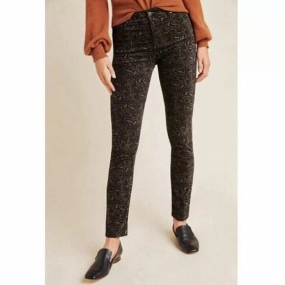 Anthropologie Adriano Goldschmied Gray Stevie Paisley High Rise Velvet Pants - Picture 2 of 8